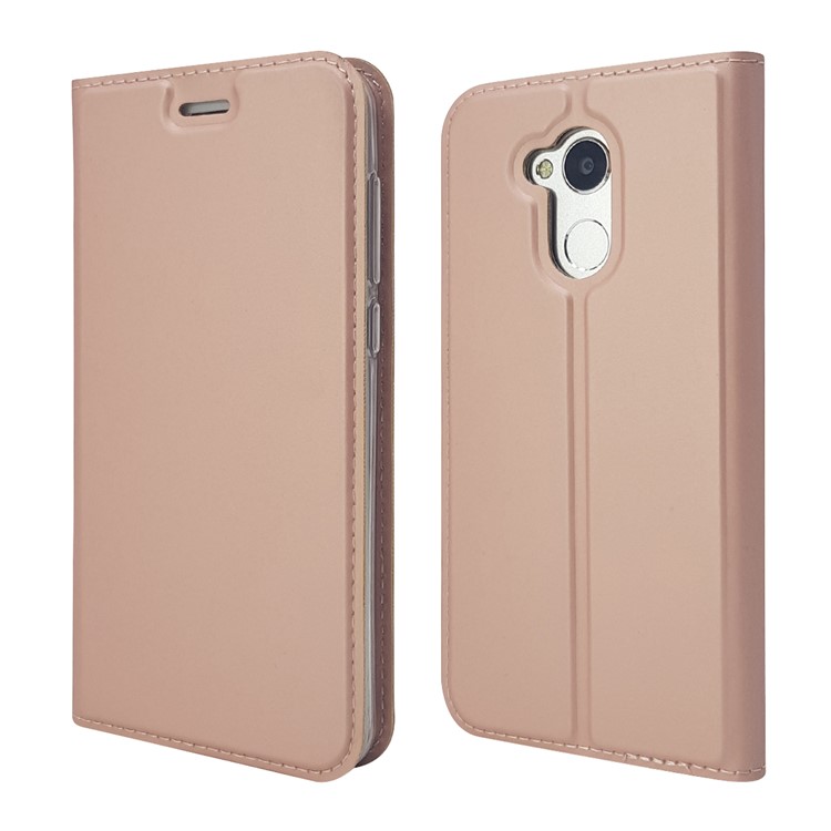 Auto-absorbed Magnetic Leather Card Slot Phone Cover for Huawei Honor 6A / Honor 5C pro - Rose Gold-3