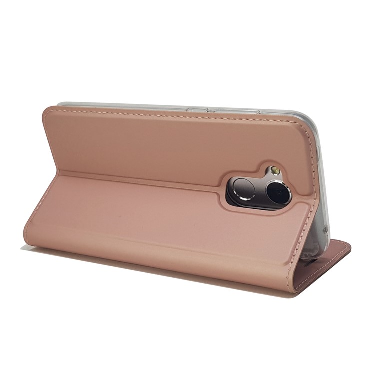 Auto-absorbed Magnetic Leather Card Slot Phone Cover for Huawei Honor 6A / Honor 5C pro - Rose Gold-8
