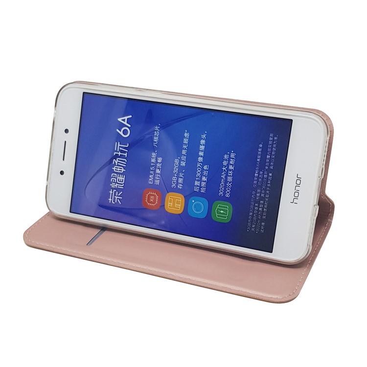 Auto-absorbed Magnetic Leather Card Slot Phone Cover for Huawei Honor 6A / Honor 5C pro - Rose Gold-9