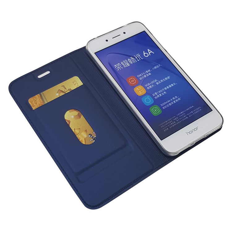 Auto-absorbed Magnetic Leather Card Holder Flip Case for Huawei Honor 6A / Honor 5C pro - Blue-6