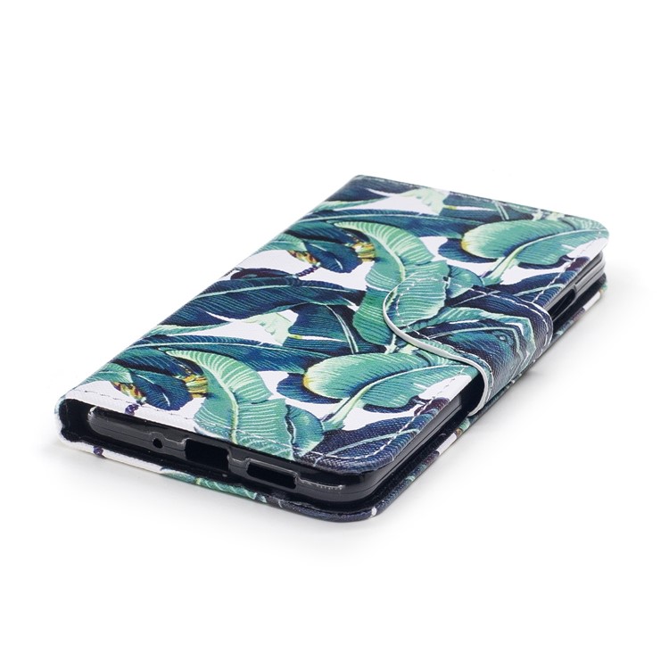 Pattern Printing Wallet Leather Cell Phone Case for Huawei P10 Lite - Leaf Pattern-4
