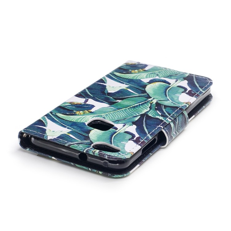 Pattern Printing Wallet Leather Cell Phone Case for Huawei P10 Lite - Leaf Pattern-5