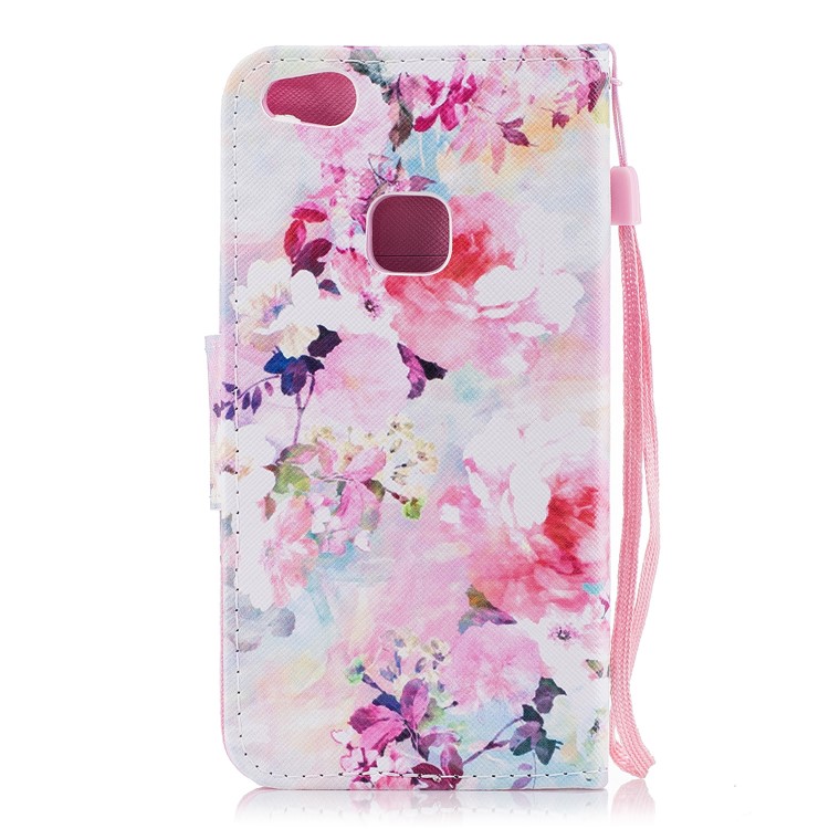 Pattern Printing Magnetic Leather Stand Case for Huawei P10 Lite - Vivid Flowers-2