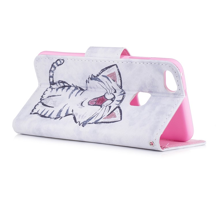 Pattern Printing Leather Card Holder Case for Huawei P10 Lite - Cat Pattern-3