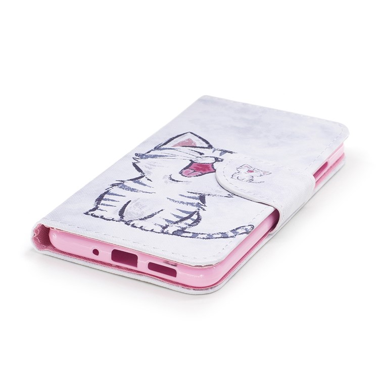 Pattern Printing Leather Card Holder Case for Huawei P10 Lite - Cat Pattern-4