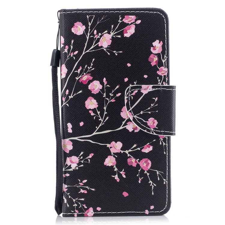 Pattern Printing Leather Wallet Shell Case for Huawei P8 Lite (2017) / Honor 8 Lite - Pink Flowers-1