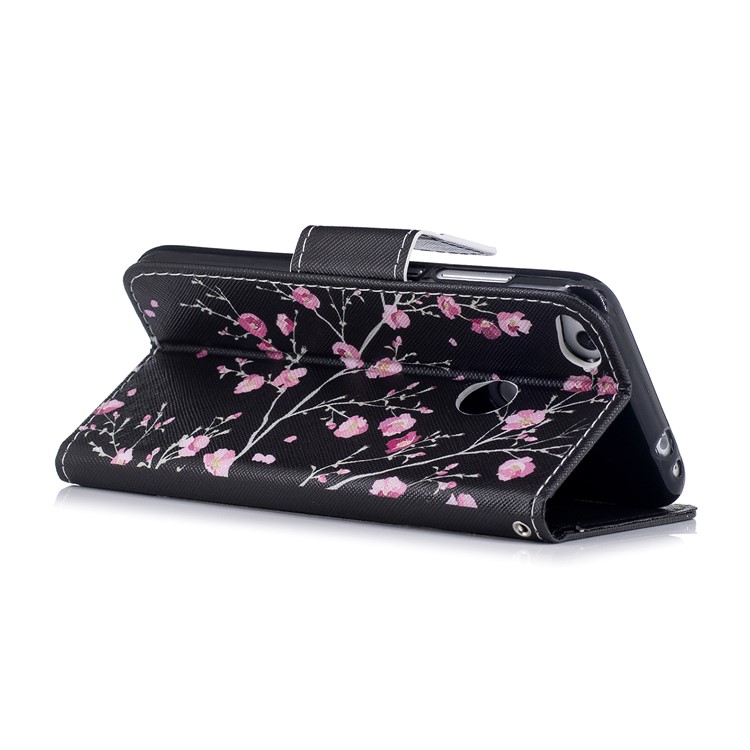 Pattern Printing Leather Wallet Shell Case for Huawei P8 Lite (2017) / Honor 8 Lite - Pink Flowers-3