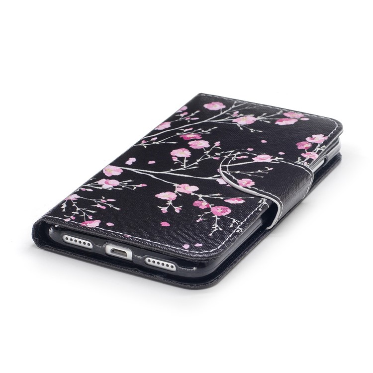 Pattern Printing Leather Wallet Shell Case for Huawei P8 Lite (2017) / Honor 8 Lite - Pink Flowers-4