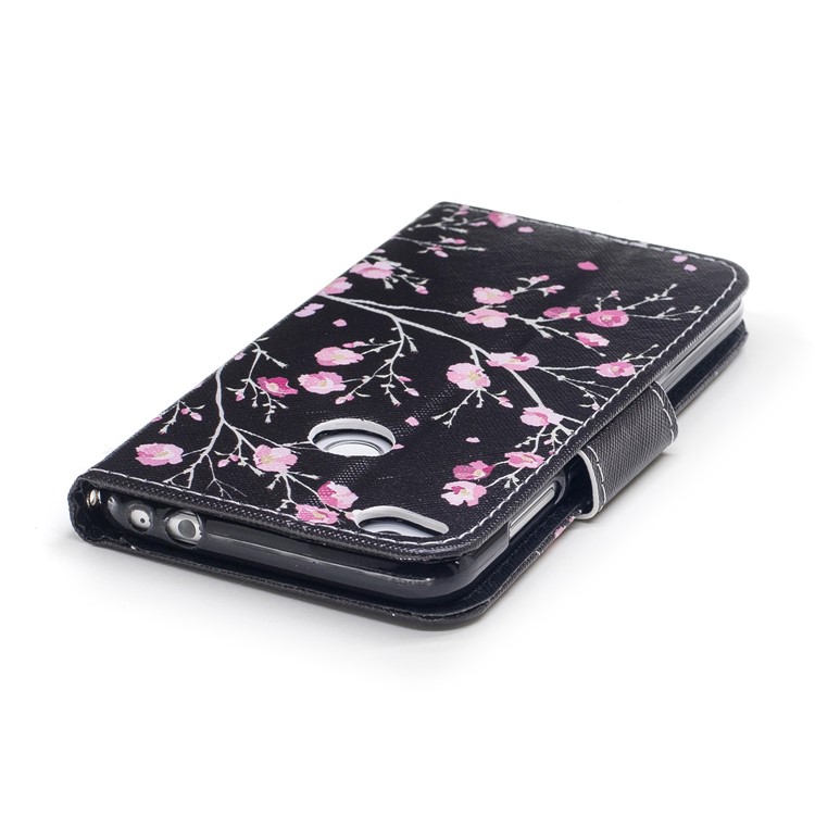 Pattern Printing Leather Wallet Shell Case for Huawei P8 Lite (2017) / Honor 8 Lite - Pink Flowers-5