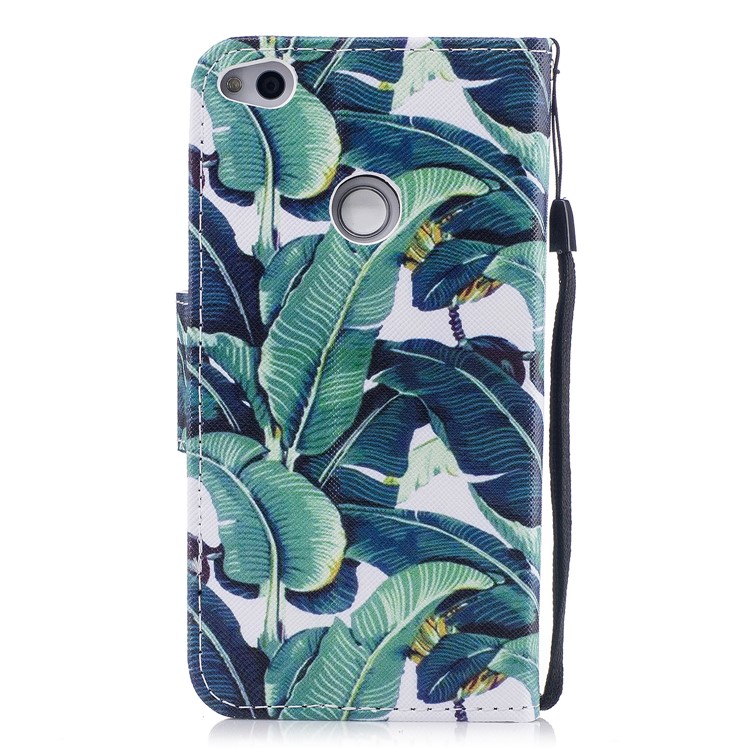 Pattern Printing Wallet Leather Stand Case for Huawei P8 Lite (2017) / Honor 8 Lite - Leaf Pattern-2