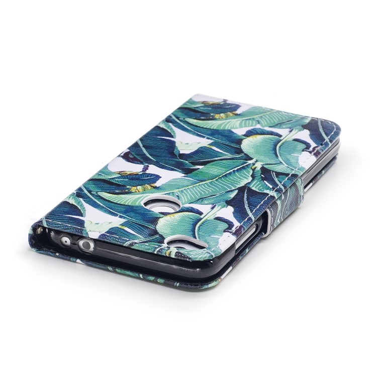 Pattern Printing Wallet Leather Stand Case for Huawei P8 Lite (2017) / Honor 8 Lite - Leaf Pattern-5