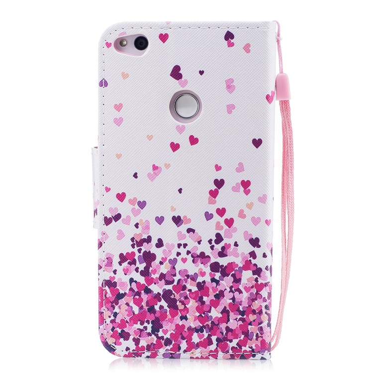 Pattern Printing Phone Leather Wallet Case for Huawei P8 Lite (2017) / Honor 8 Lite - Colorful Hearts-2