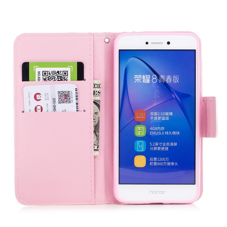 Pattern Printing Phone Leather Wallet Case for Huawei P8 Lite (2017) / Honor 8 Lite - Colorful Hearts-7