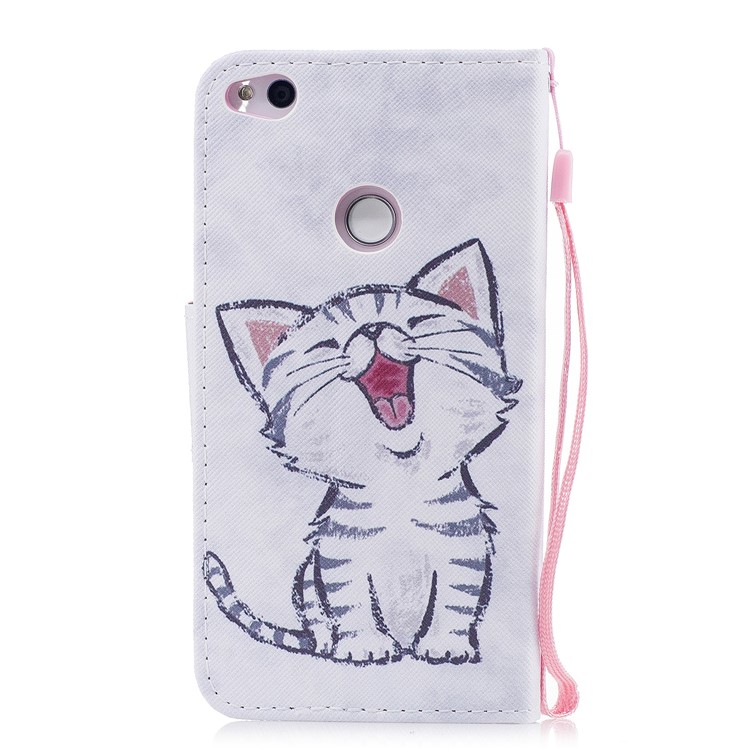 Pattern Printing Leather Card Holder Case for Huawei P8 Lite (2017) / Honor 8 Lite - Cat Pattern-2