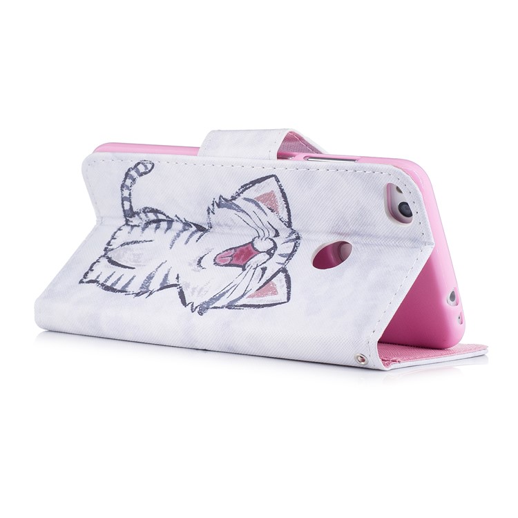 Pattern Printing Leather Card Holder Case for Huawei P8 Lite (2017) / Honor 8 Lite - Cat Pattern-3