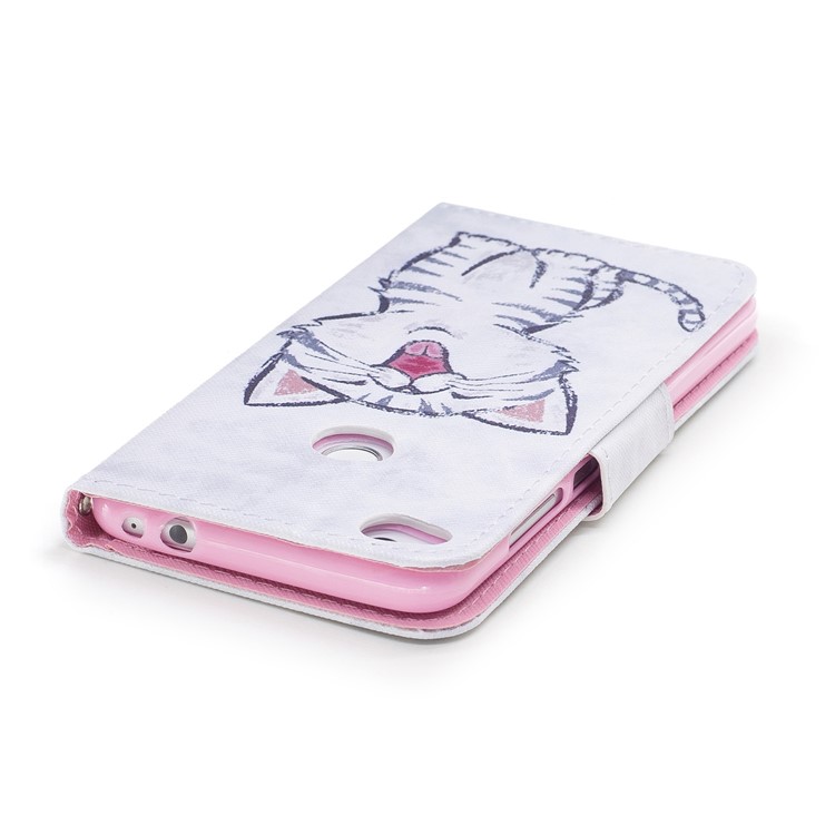 Pattern Printing Leather Card Holder Case for Huawei P8 Lite (2017) / Honor 8 Lite - Cat Pattern-5
