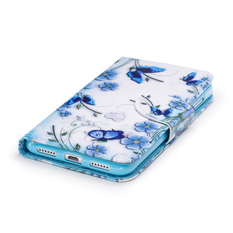 Pattern Printing Magnetic Leather Wallet Case for Huawei P8 Lite (2017) / Honor 8 Lite - Blue Flowers-4