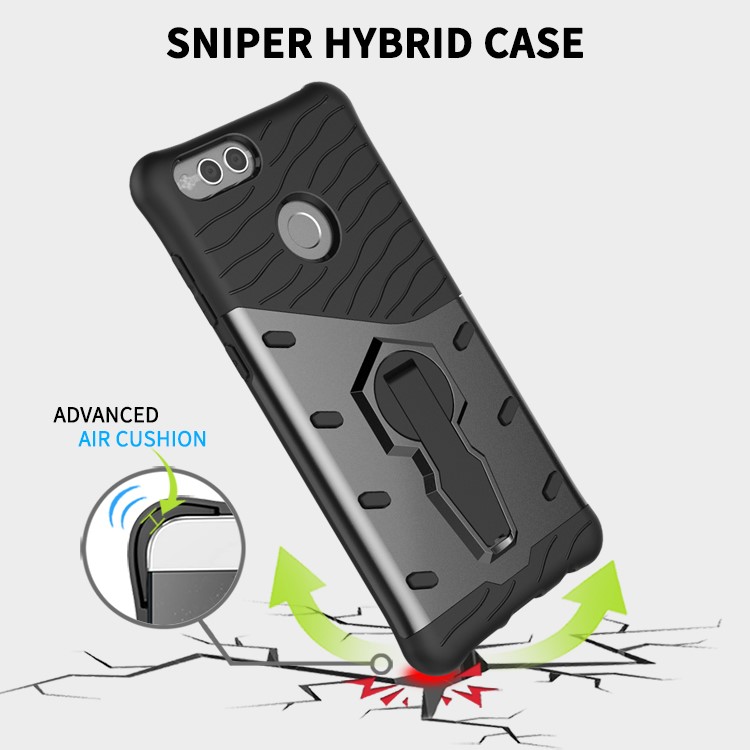 Soft TPU + Plastic Combo Detachable Phone Casing with 360-degree Rotary Kickstand for Huawei Honor 7X - Grey-15