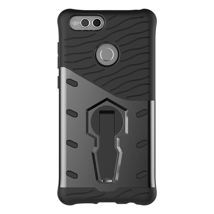 Soft TPU + Plastic Combo Detachable Phone Casing with 360-degree Rotary Kickstand for Huawei Honor 7X - Grey-2
