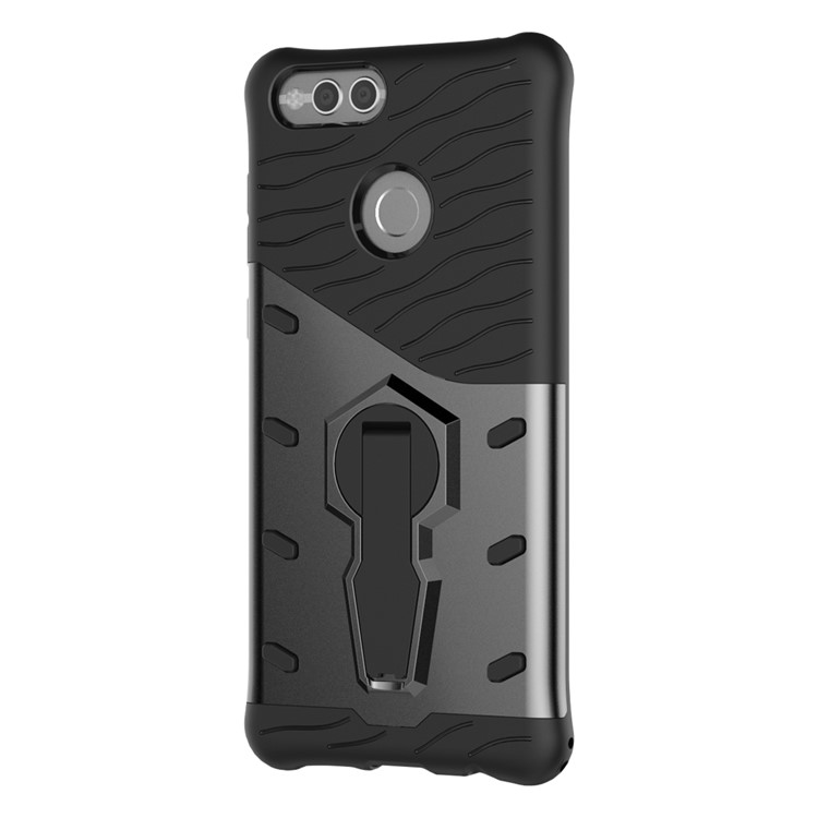 Soft TPU + Plastic Combo Detachable Phone Casing with 360-degree Rotary Kickstand for Huawei Honor 7X - Grey-3