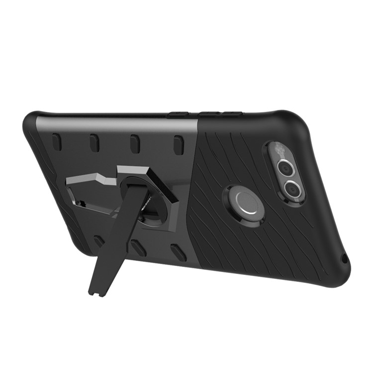 Soft TPU + Plastic Combo Detachable Phone Casing with 360-degree Rotary Kickstand for Huawei Honor 7X - Grey-4