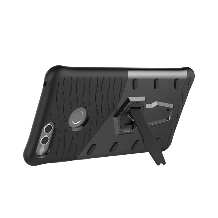 Soft TPU + Plastic Combo Detachable Phone Casing with 360-degree Rotary Kickstand for Huawei Honor 7X - Grey-5