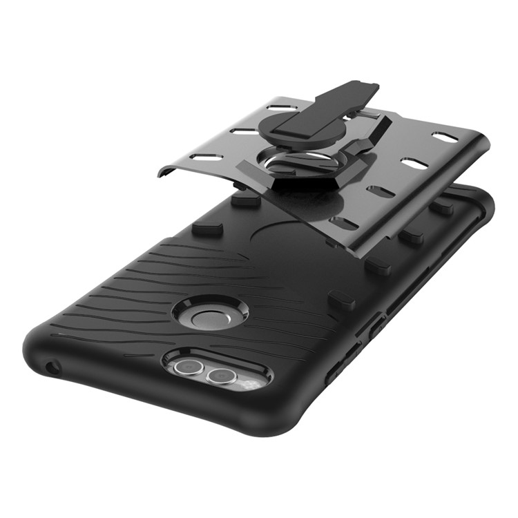 Soft TPU + Plastic Combo Detachable Phone Casing with 360-degree Rotary Kickstand for Huawei Honor 7X - Grey-6