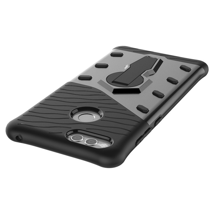 Soft TPU + Plastic Combo Detachable Phone Casing with 360-degree Rotary Kickstand for Huawei Honor 7X - Grey-7
