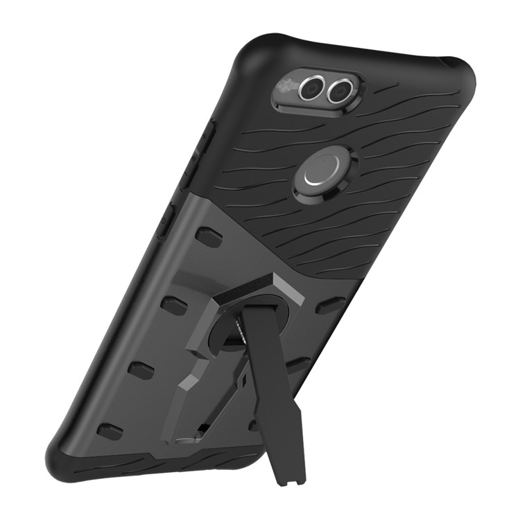 Soft TPU + Plastic Combo Detachable Phone Casing with 360-degree Rotary Kickstand for Huawei Honor 7X - Grey-8