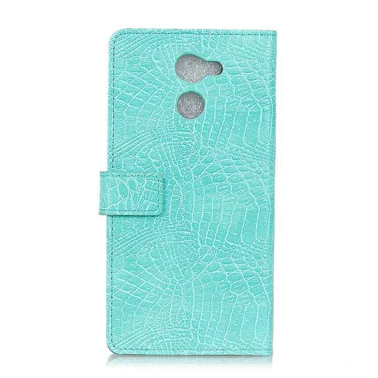 Crocodile Texture PU Leather Magnetic Stand Wallet Phone Shell for Huawei Enjoy 7 Plus / Y7 (2017) / Y7 Prime - Cyan-4