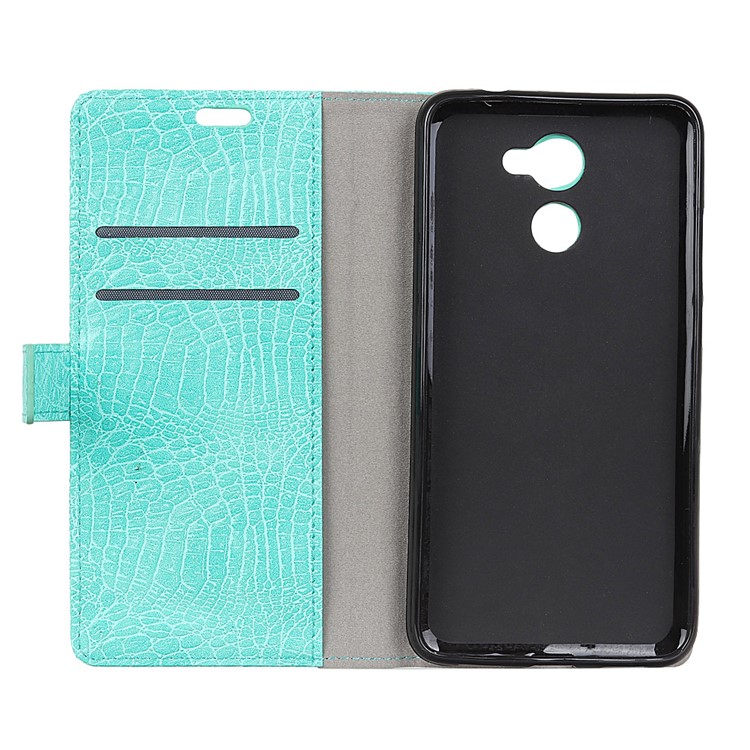 Crocodile Texture PU Leather Magnetic Stand Wallet Phone Shell for Huawei Enjoy 7 Plus / Y7 (2017) / Y7 Prime - Cyan-5
