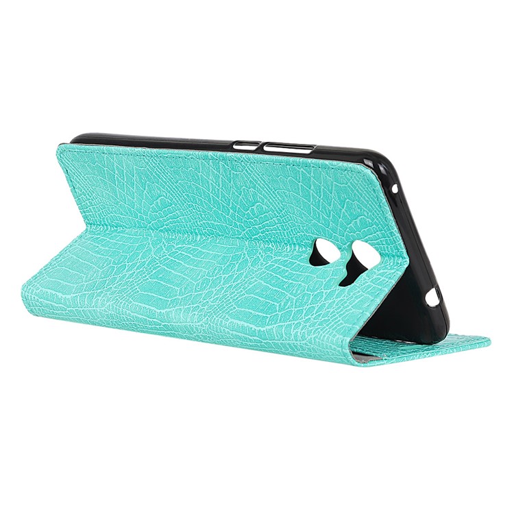 Crocodile Texture PU Leather Magnetic Stand Wallet Phone Shell for Huawei Enjoy 7 Plus / Y7 (2017) / Y7 Prime - Cyan-6