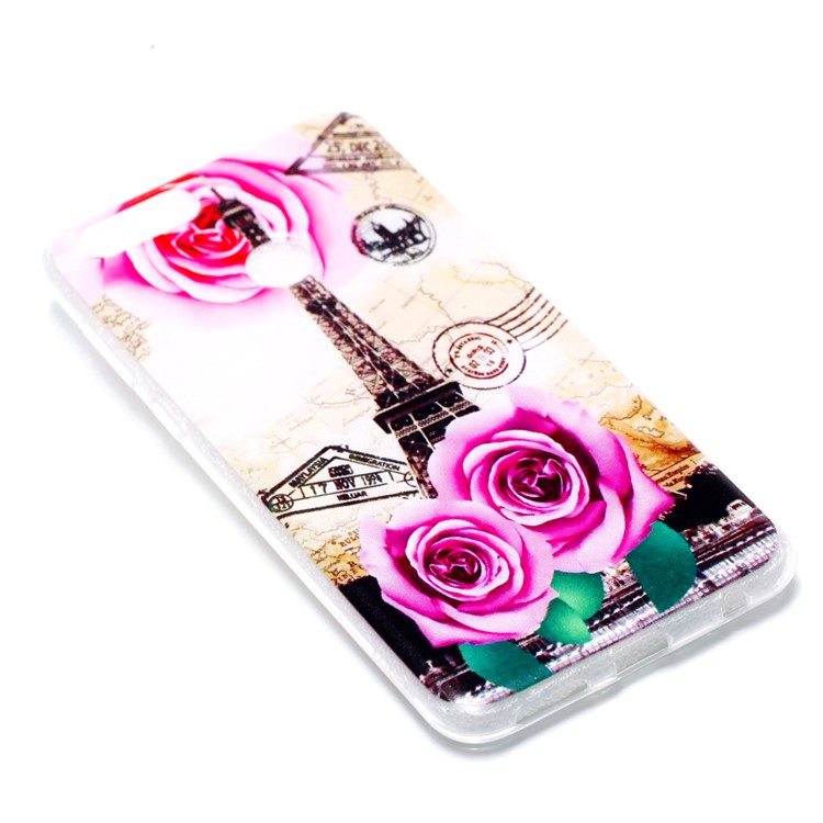 Pattern Printing Soft TPU Back Case for Huawei Honor 7X - Eiffel Tower and Roses-4