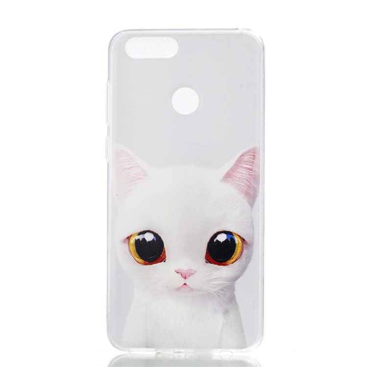 Pattern Printing Soft TPU Gel Cover for Huawei Honor 7X - Lovely White Cat-1