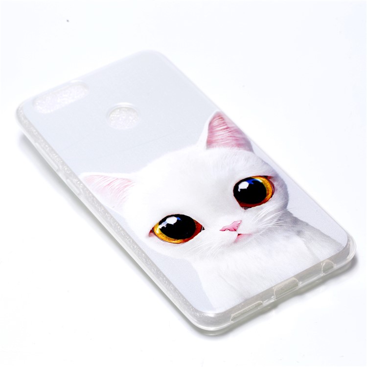 Pattern Printing Soft TPU Gel Cover for Huawei Honor 7X - Lovely White Cat-3