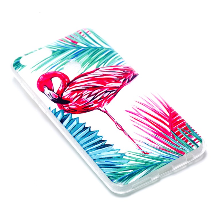 Pattern Printing Soft TPU Phone Accessory Case for Huawei Honor 7X - Flamingo and Leaves-3