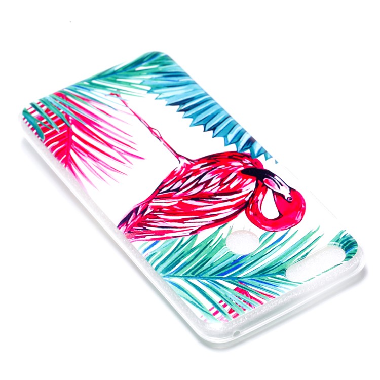 Pattern Printing Soft TPU Phone Accessory Case for Huawei Honor 7X - Flamingo and Leaves-4