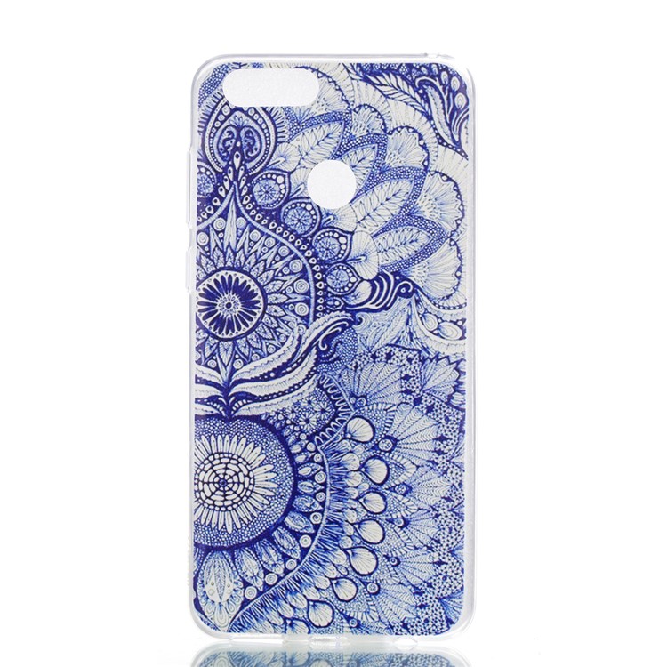 Pattern Printing Soft TPU Cell Phone Case for Huawei Honor 7X - Retro Blue Flower-1