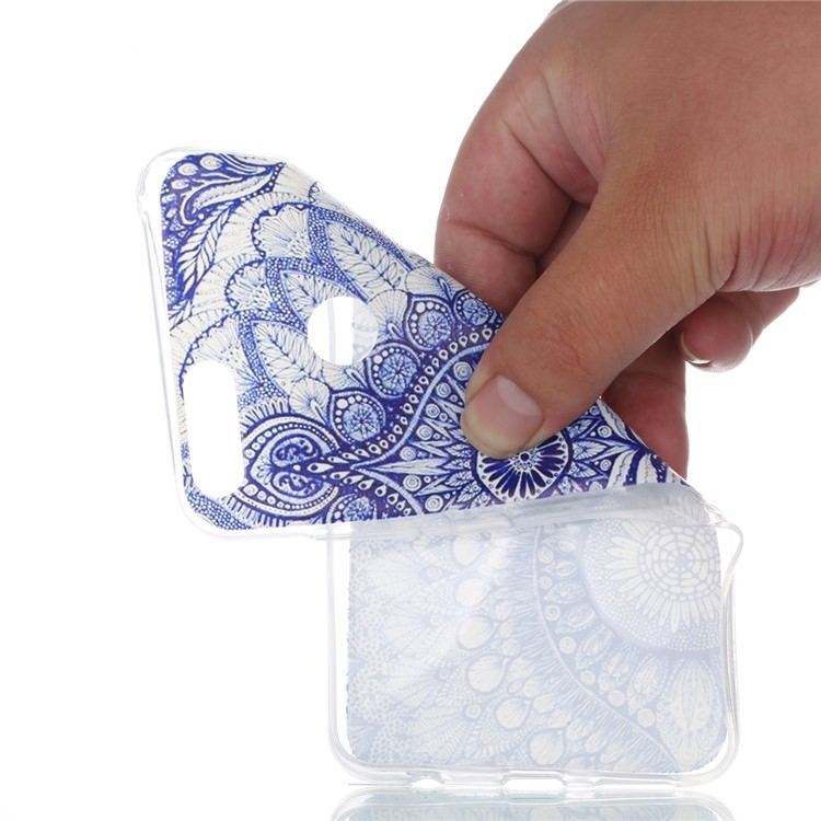 Pattern Printing Soft TPU Cell Phone Case for Huawei Honor 7X - Retro Blue Flower-2