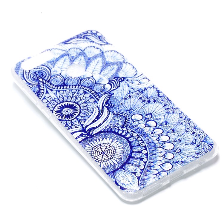 Pattern Printing Soft TPU Cell Phone Case for Huawei Honor 7X - Retro Blue Flower-3