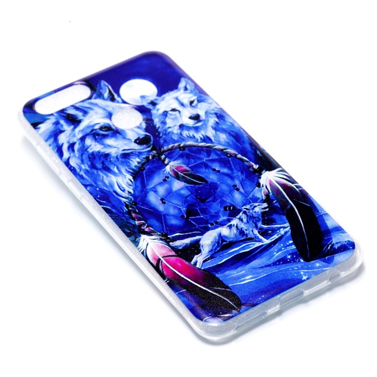 Pattern Printing Soft TPU Shell Caover for Huawei Honor 7X - Wolves and Dreamcatcher-3