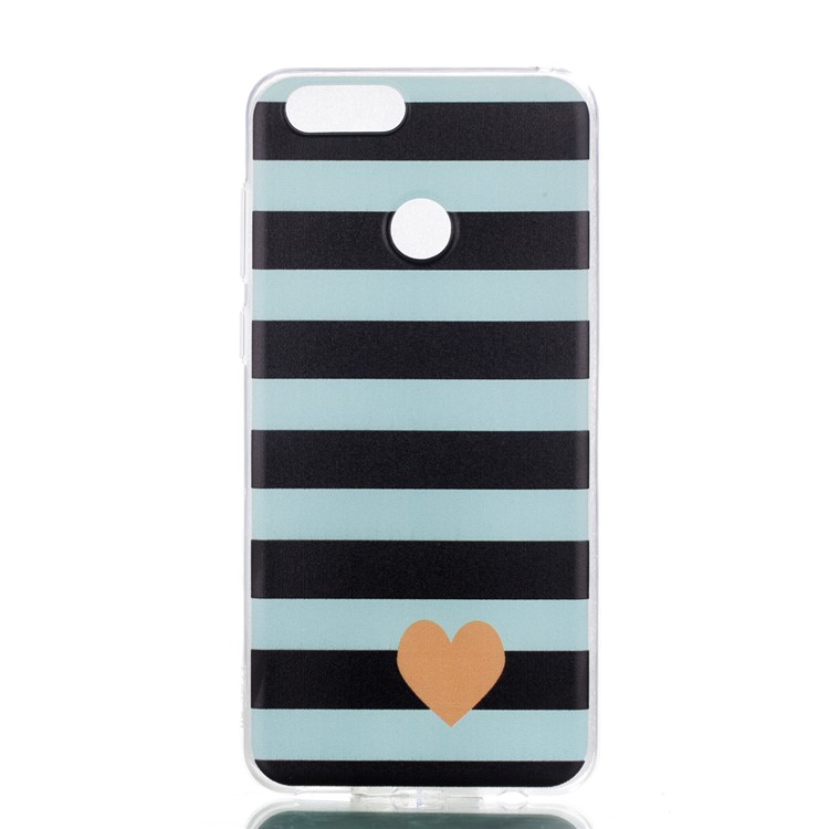 Pattern Printing Soft TPU Phone Case for Huawei Honor 7X - Stripes and Heart-1