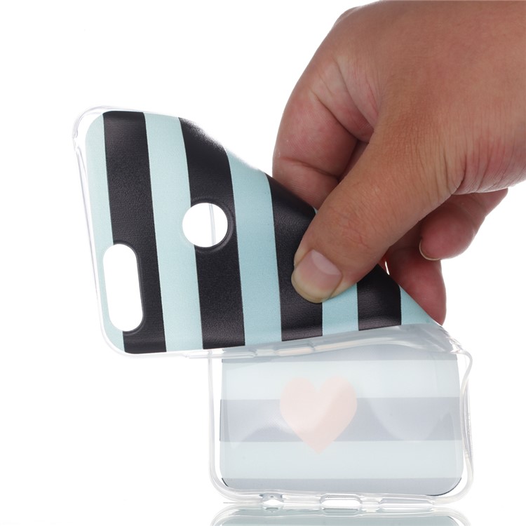Pattern Printing Soft TPU Phone Case for Huawei Honor 7X - Stripes and Heart-2