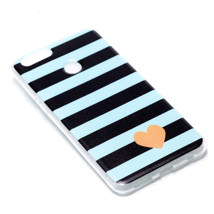 Pattern Printing Soft TPU Phone Case for Huawei Honor 7X - Stripes and Heart-3