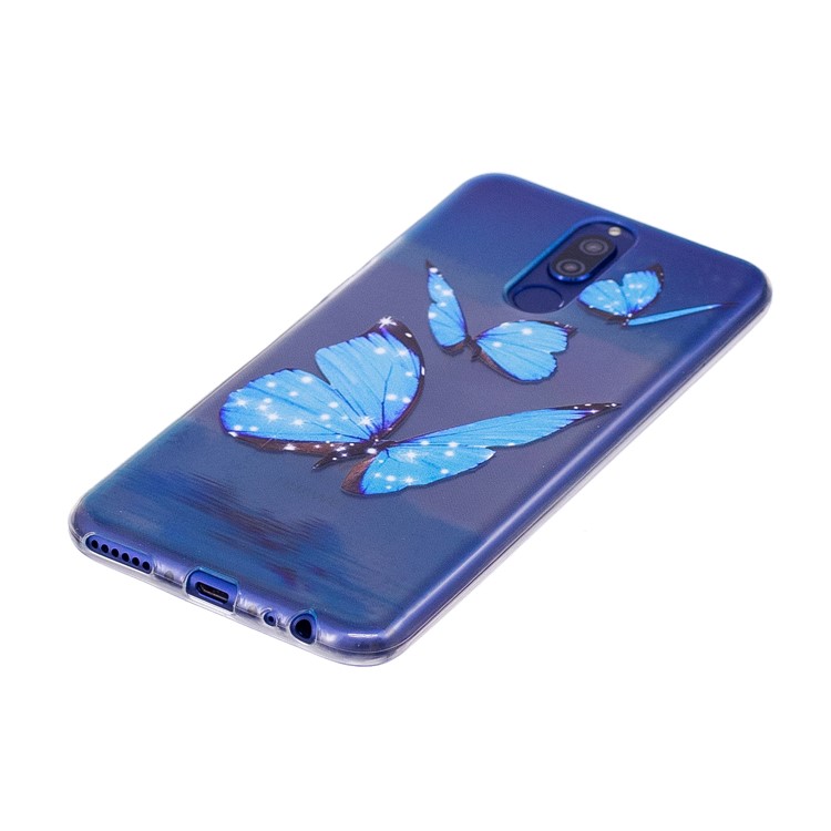 Embossing TPU Mobile Case for Huawei Mate 10 Lite/ nova 2i / Maimang 6 / Honor 9i (India) - Blue Butterflies-2