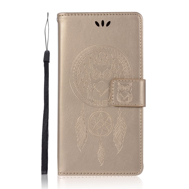 Imprinted Dream Catcher Owl Wallet Leather Stand Cover for Huawei Enjoy 6s / Honor 6C - Gold-2