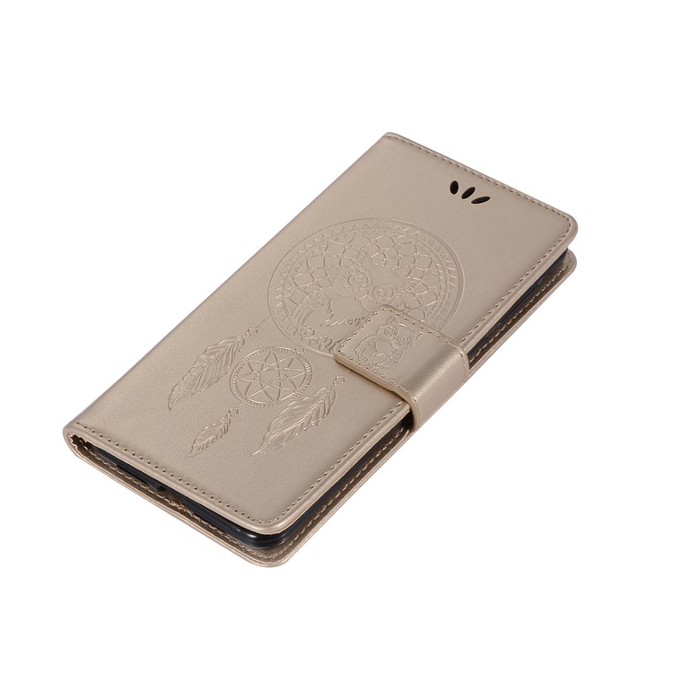 Imprinted Dream Catcher Owl Wallet Leather Stand Cover for Huawei Enjoy 6s / Honor 6C - Gold-7