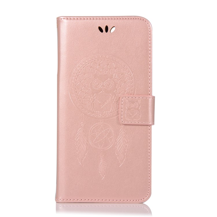 For Huawei Honor 7X Imprint Owl Dream Catcher Pattern Leather Wallet Protective Cover Shell - Rose Gold-2