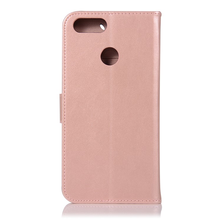 For Huawei Honor 7X Imprint Owl Dream Catcher Pattern Leather Wallet Protective Cover Shell - Rose Gold-3