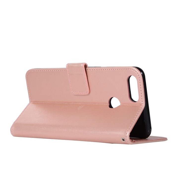 For Huawei Honor 7X Imprint Owl Dream Catcher Pattern Leather Wallet Protective Cover Shell - Rose Gold-6